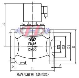 蒸汽电磁阀 法兰式结构图