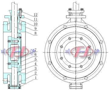 电动法兰蝶阀 (结构图) 