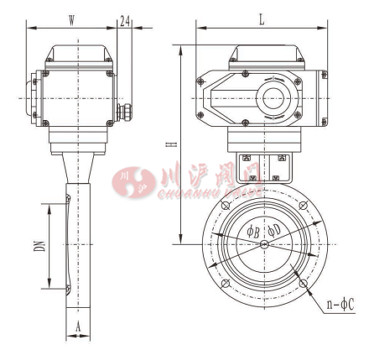 电动真空蝶阀外形尺寸 