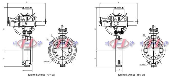 智能型电动蝶阀外形尺寸