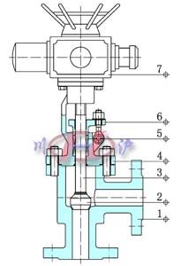 电动角式截止阀 （内部结构图）