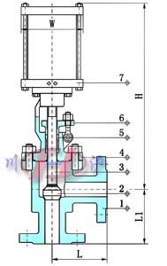 气动角式截止阀（内部结构图）