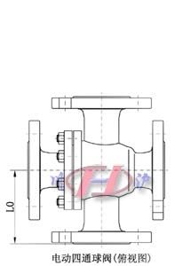 电动四通球阀(俯视图)