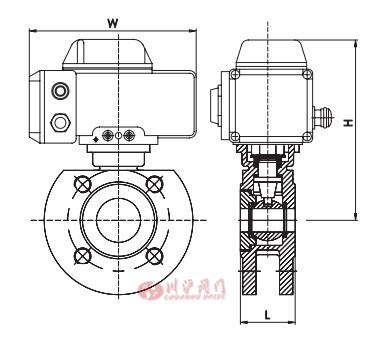 电动高平台对夹球阀外形尺寸