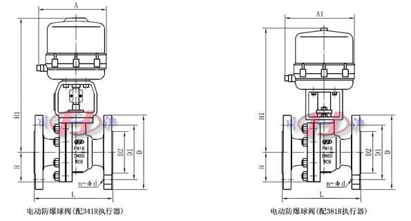 电动防爆球阀外形尺寸