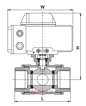 电动高平台三通球阀外形尺寸