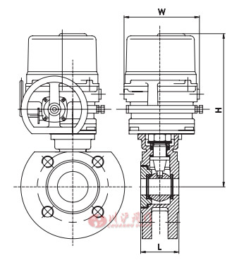 防爆电动对夹球阀外形尺寸