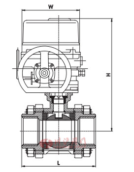 防爆电动螺纹球阀外形尺寸