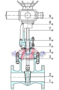 电动水封闸阀 (内部结构图)