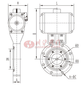 气动高真空蝶阀外形尺寸图 