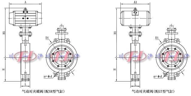 气动对夹蝶阀外形尺寸