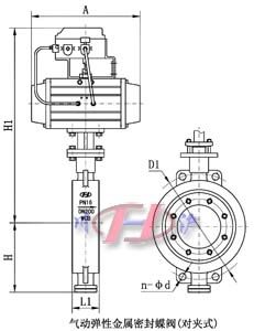 气动弹性金属密封蝶阀(对夹式)