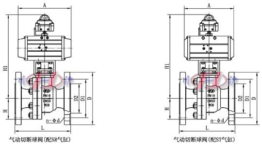 气动切断球阀外形尺寸