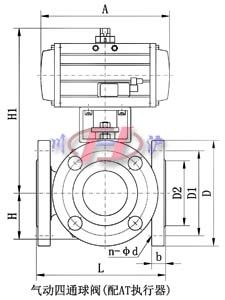 气动四通球阀(配AT执行器)