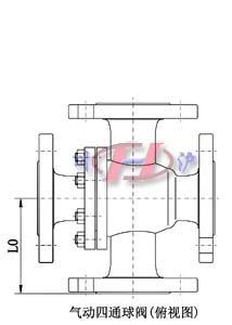 气动四通球阀(俯视图)
