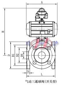 气动三通球阀外形尺寸