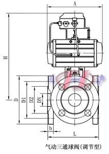 气动三通球阀外形尺寸