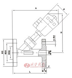 法兰式气动角座阀结构图
