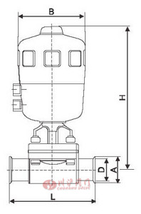 卫生级气动隔膜阀结构图