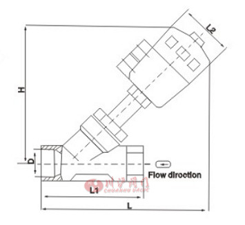 内螺纹气动角座阀结构图