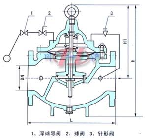 100X遥控浮球阀(内部结构图)